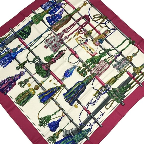 HERMES Carre 90 - White Bordeaux Multi Scarf 178-071725 - Picture 1 of 6